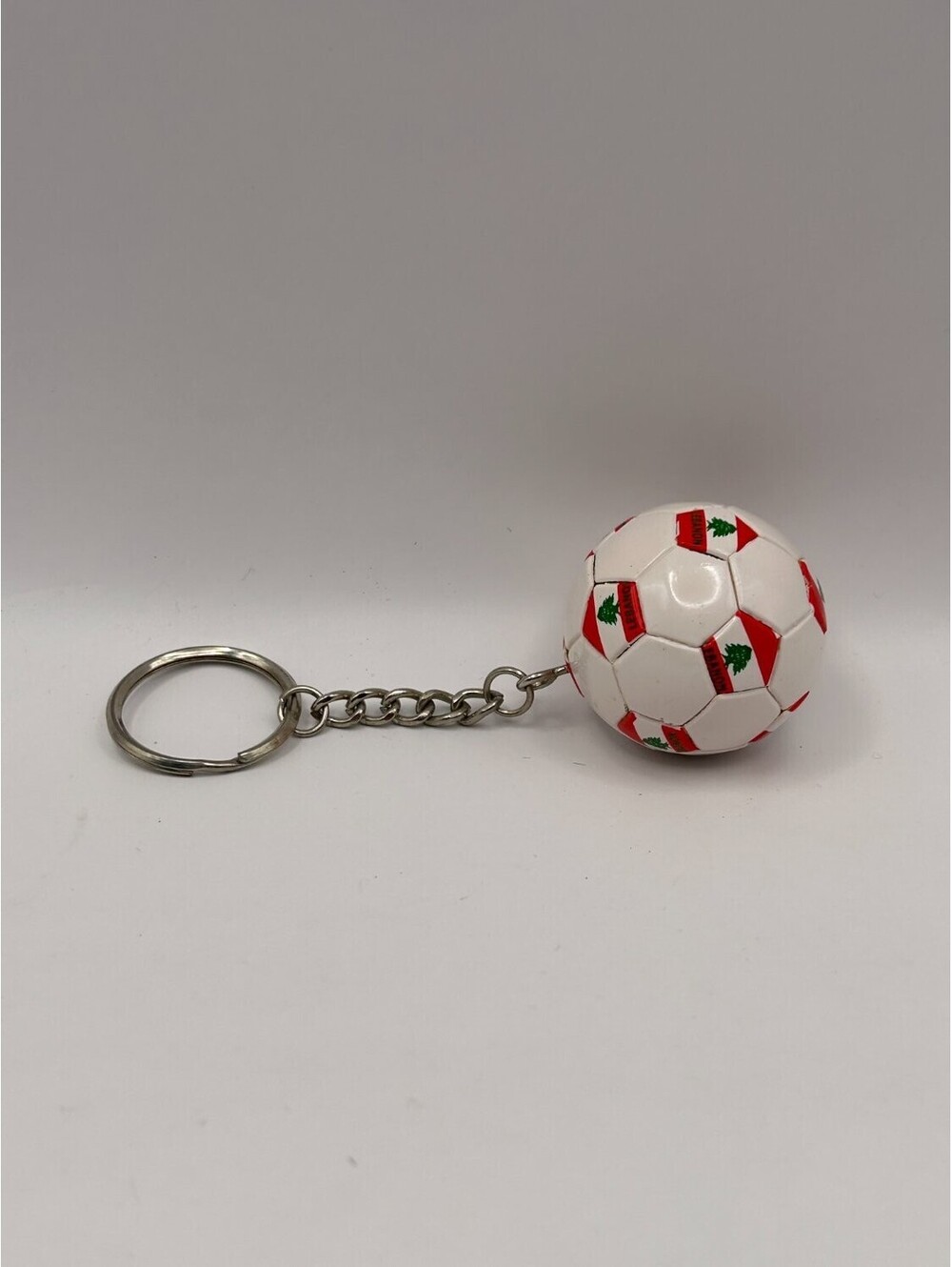 Lebanon Soccer Ball Keychain Mini Padded Football Charm Key Ring Souvenir White